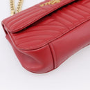 PRADA Diagram Chain Shoulder Bag Leather Red Gold Auth 197523V-11