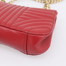 PRADA Diagram Chain Shoulder Bag Leather Red Gold Auth 197523V-12