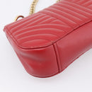 PRADA Diagram Chain Shoulder Bag Leather Red Gold Auth 197523V-13