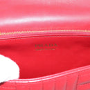 PRADA Diagram Chain Shoulder Bag Leather Red Gold Auth 197523V-16