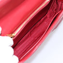 PRADA Diagram Chain Shoulder Bag Leather Red Gold Auth 197523V-17