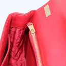 PRADA Diagram Chain Shoulder Bag Leather Red Gold Auth 197523V-20