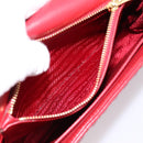 PRADA Diagram Chain Shoulder Bag Leather Red Gold Auth 197523V-21