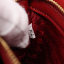PRADA Diagram Chain Shoulder Bag Leather Red Gold Auth 197523V-23
