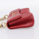 PRADA Diagram Chain Shoulder Bag Leather Red Gold Auth 197523V-4