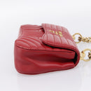 PRADA Diagram Chain Shoulder Bag Leather Red Gold Auth 197523V-5