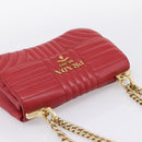 PRADA Diagram Chain Shoulder Bag Leather Red Gold Auth 197523V-6