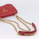 PRADA Diagram Chain Shoulder Bag Leather Red Gold Auth 197523V-7