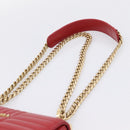 PRADA Diagram Chain Shoulder Bag Leather Red Gold Auth 197523V-8
