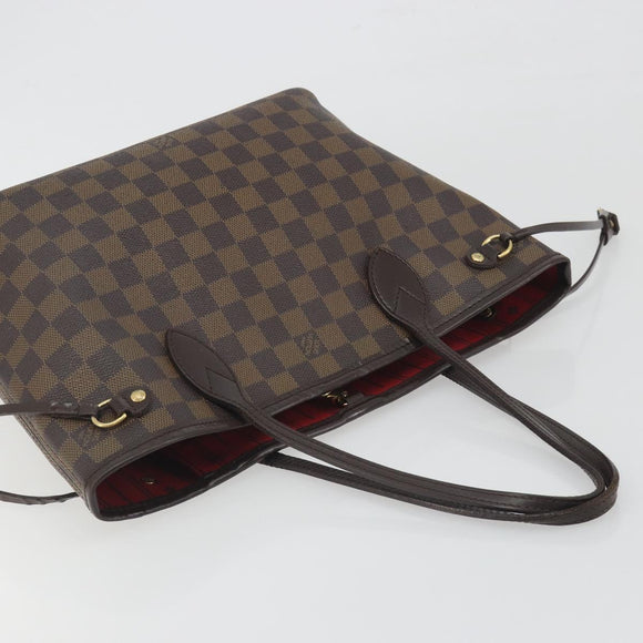 LOUIS VUITTON Damier Ebene Neverfull PM Tote Bag N51109 LV Auth 197530