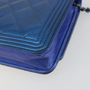 CHANEL Matelasse Boy Chanel Chain Shoulder Wallet Patent Leather CC Auth 197570A-13