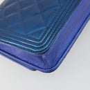 CHANEL Matelasse Boy Chanel Chain Shoulder Wallet Patent Leather CC Auth 197570A-14