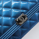 CHANEL Matelasse Boy Chanel Chain Shoulder Wallet Patent Leather CC Auth 197570A-15