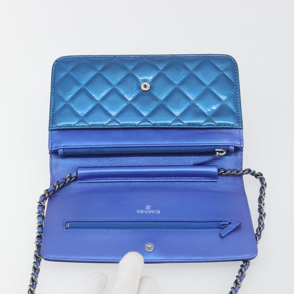 CHANEL Matelasse Boy Chanel Chain Shoulder Wallet Patent Leather CC Auth 197570A