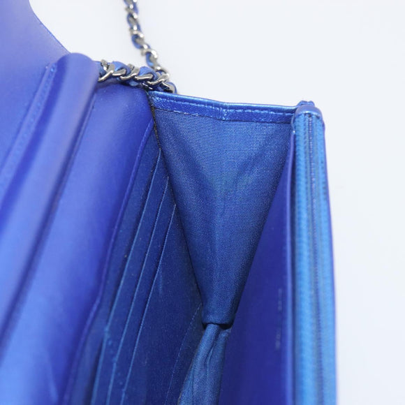 CHANEL Matelasse Boy Chanel Chain Shoulder Wallet Patent Leather CC Auth 197570A