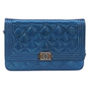 CHANEL Matelasse Boy Chanel Chain Shoulder Wallet Patent Leather CC Auth 197570A-2