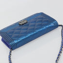 CHANEL Matelasse Boy Chanel Chain Shoulder Wallet Patent Leather CC Auth 197570A-6