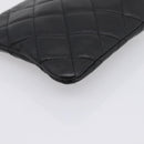CHANEL Cambon Line Matelasse Pouch Leather Black Silver CC Auth 197572A-12