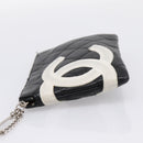 CHANEL Cambon Line Matelasse Pouch Leather Black Silver CC Auth 197572A-4