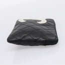 CHANEL Cambon Line Matelasse Pouch Leather Black Silver CC Auth 197572A-5