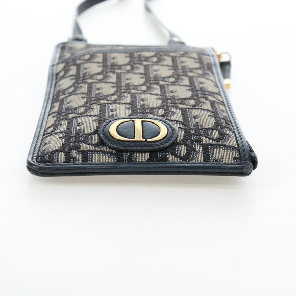 Christian Dior Trotter Canvas 30 Montaigne Diorissimo Bag Navy Gold Auth 197573M