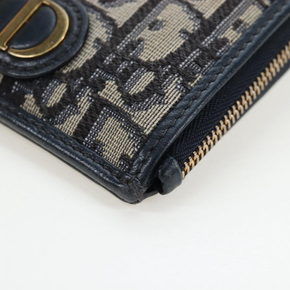 Christian Dior Trotter Canvas 30 Montaigne Diorissimo Bag Navy Gold Auth 197573M