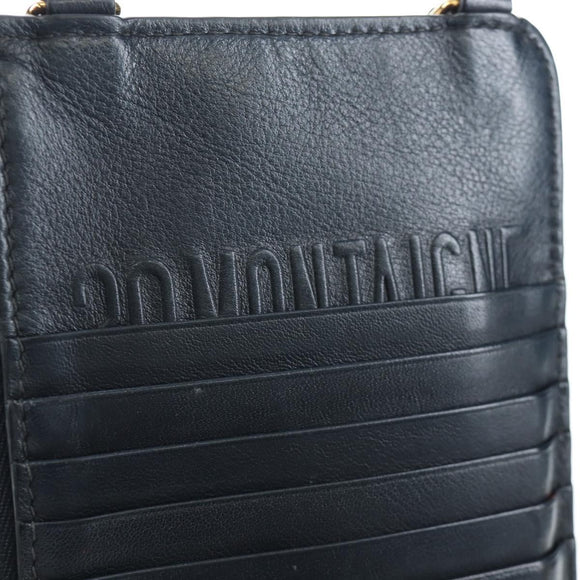 Christian Dior Trotter Canvas 30 Montaigne Diorissimo Bag Navy Gold Auth 197573M