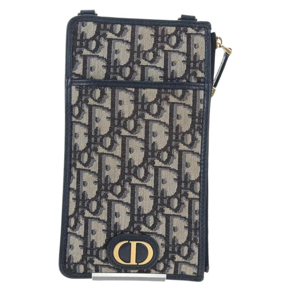 Christian Dior Trotter Canvas 30 Montaigne Diorissimo Bag Navy Gold Auth 197573M