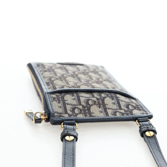 Christian Dior Trotter Canvas 30 Montaigne Diorissimo Bag Navy Gold Auth 197573M