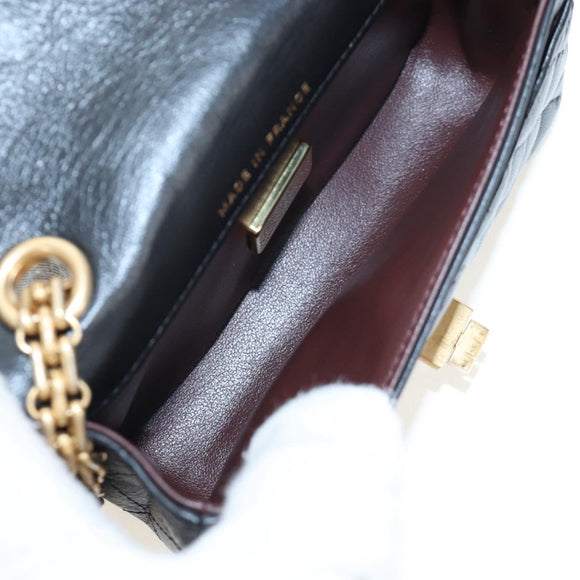 CHANEL Mini Matelasse 12 Success Story Chain Bag Leather Black CC Auth 197581SV