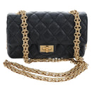 CHANEL Mini Matelasse 12 Success Story Chain Bag Leather Black CC Auth 197581SV-2