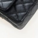 CHANEL Mini Matelasse 12 Success Story Chain Bag Leather Black CC Auth 197581SV-20