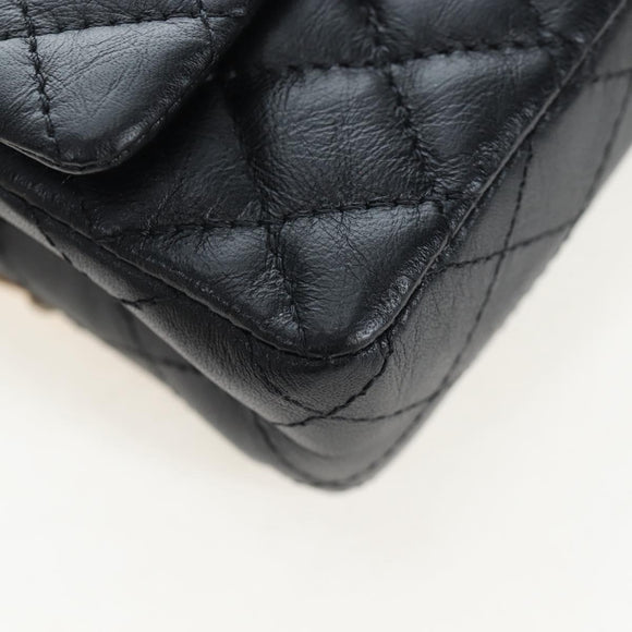 CHANEL Mini Matelasse 12 Success Story Chain Bag Leather Black CC Auth 197581SV