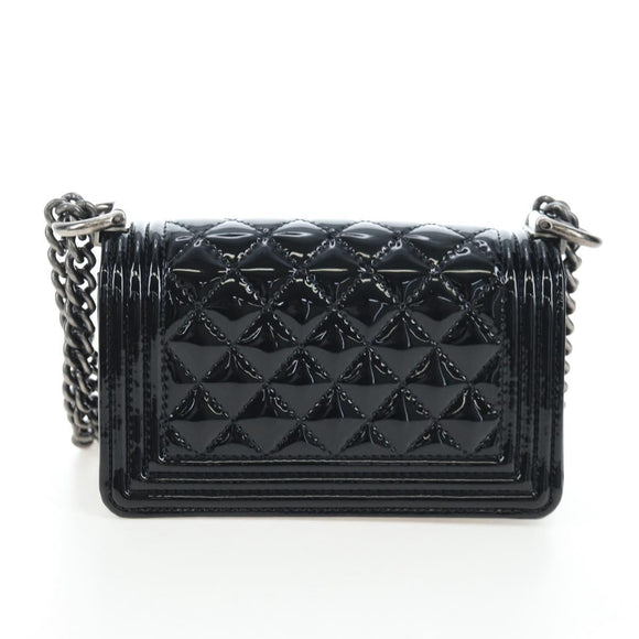 CHANEL Mini Matelasse 12 Success Story Chain Bag Leather Black CC Auth 197581SV