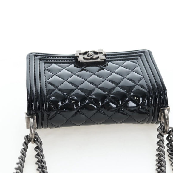 CHANEL Mini Matelasse 12 Success Story Chain Bag Leather Black CC Auth 197581SV