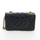 CHANEL Mini Matelasse 12 Success Story Chain Bag Leather Black CC Auth 197581SV-4