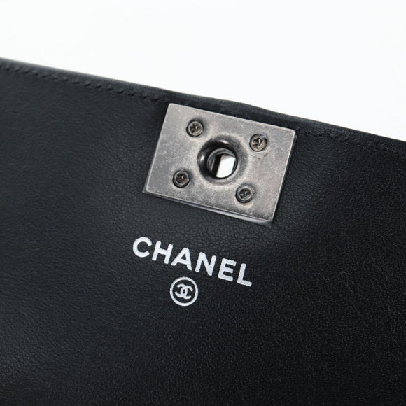 CHANEL Mini Matelasse 12 Success Story Chain Bag Leather Black CC Auth 197581SV