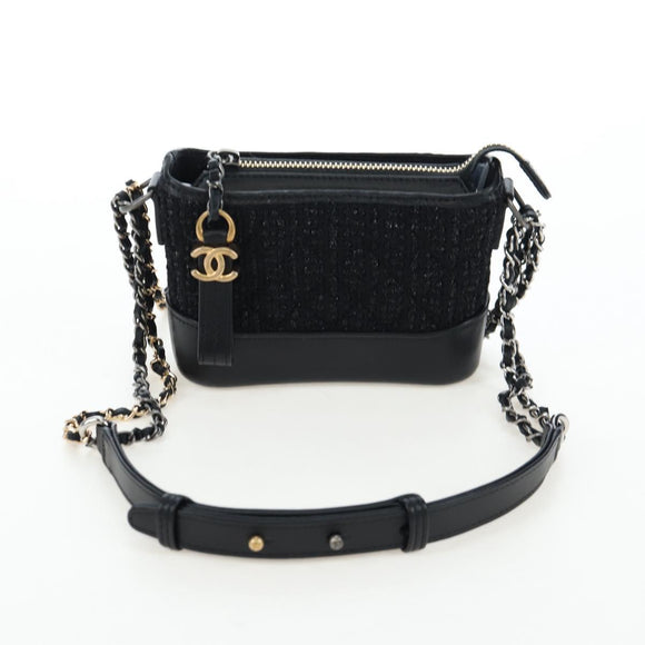 CHANEL Mini Matelasse 12 Success Story Chain Bag Leather Black CC Auth 197581SV