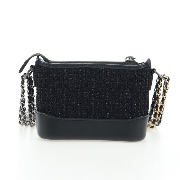CHANEL Mini Matelasse 12 Success Story Chain Bag Leather Black CC Auth 197581SV