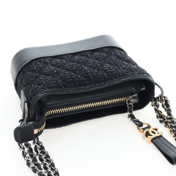 CHANEL Mini Matelasse 12 Success Story Chain Bag Leather Black CC Auth 197581SV