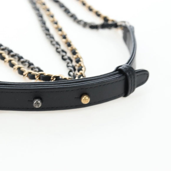 CHANEL Mini Matelasse 12 Success Story Chain Bag Leather Black CC Auth 197581SV