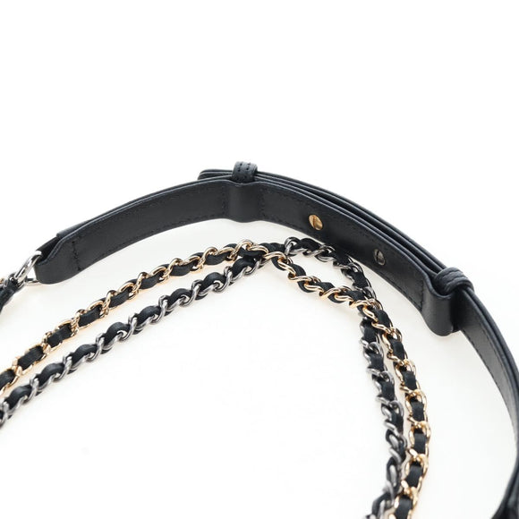 CHANEL Mini Matelasse 12 Success Story Chain Bag Leather Black CC Auth 197581SV