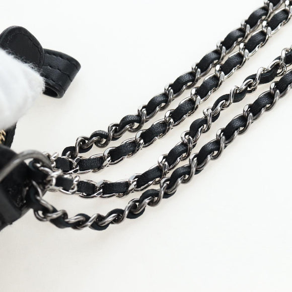 CHANEL Mini Matelasse 12 Success Story Chain Bag Leather Black CC Auth 197581SV