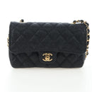 CHANEL Mini Matelasse 12 Success Story Chain Bag Leather Black CC Auth 197581SV-68