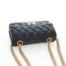 CHANEL Mini Matelasse 12 Success Story Chain Bag Leather Black CC Auth 197581SV-7