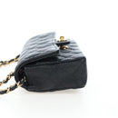 CHANEL Mini Matelasse 12 Success Story Chain Bag Leather Black CC Auth 197581SV-70