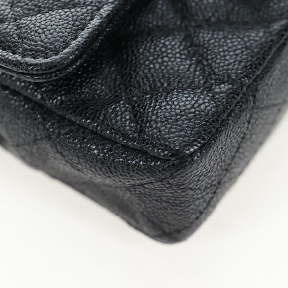 CHANEL Mini Matelasse 12 Success Story Chain Bag Leather Black CC Auth 197581SV