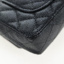 CHANEL Mini Matelasse 12 Success Story Chain Bag Leather Black CC Auth 197581SV-80