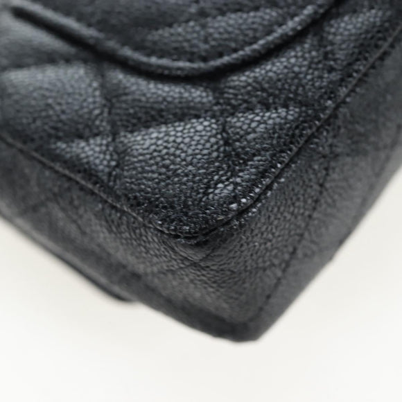 CHANEL Mini Matelasse 12 Success Story Chain Bag Leather Black CC Auth 197581SV