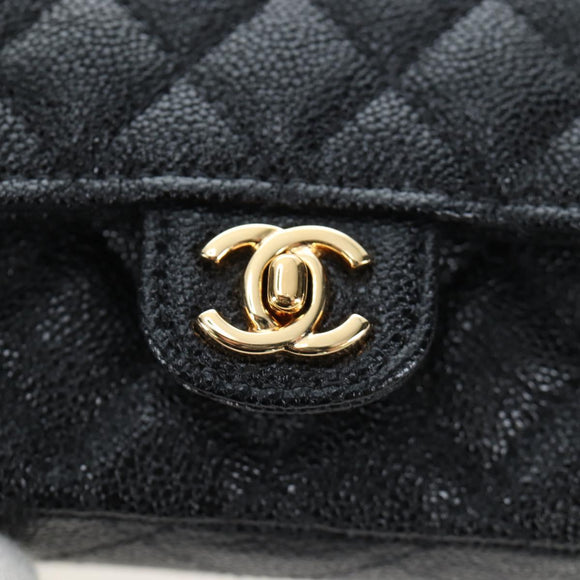 CHANEL Mini Matelasse 12 Success Story Chain Bag Leather Black CC Auth 197581SV